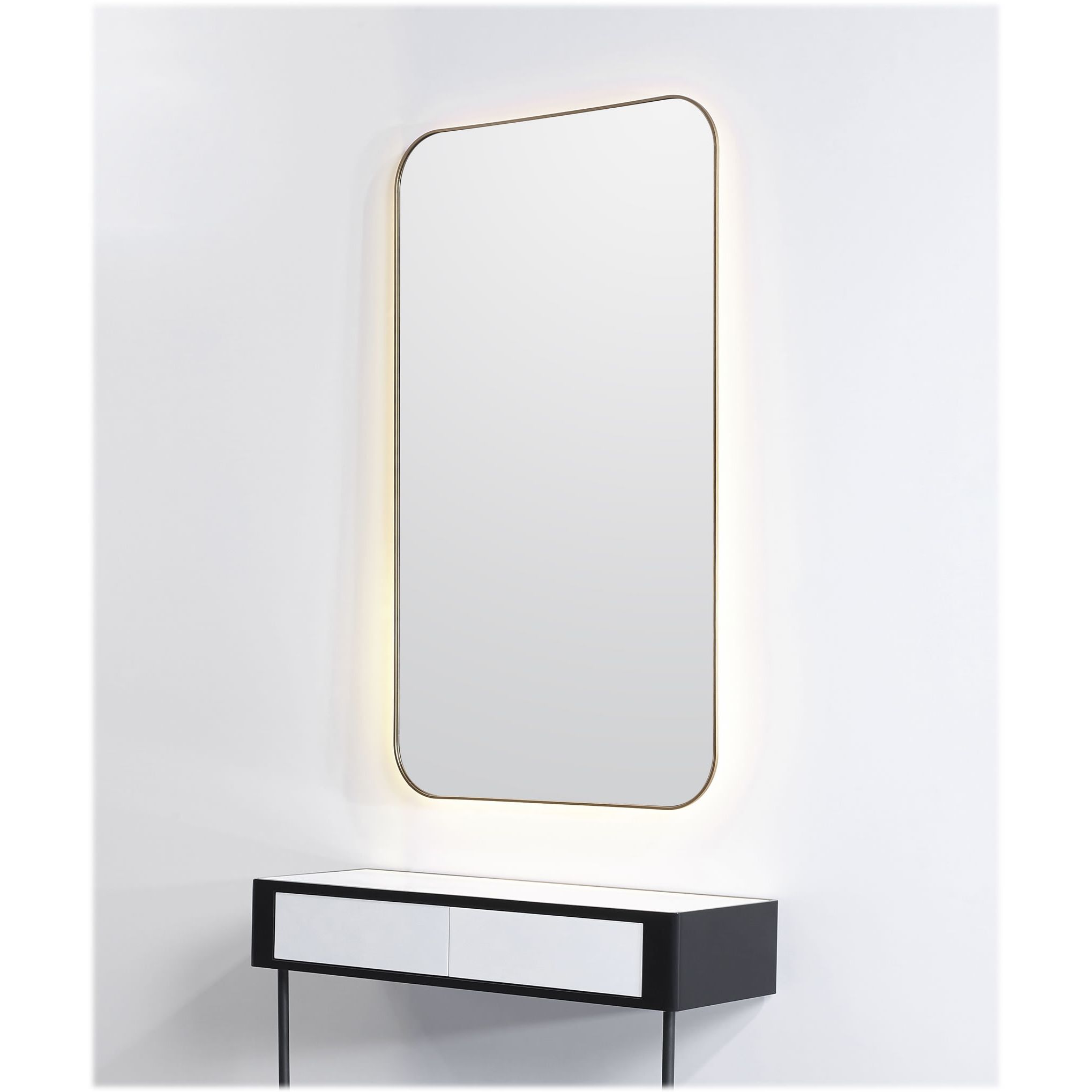 Aghes - Accent Mirror With 16 Led Lights - Pearl Silver – Mega Furniture USA