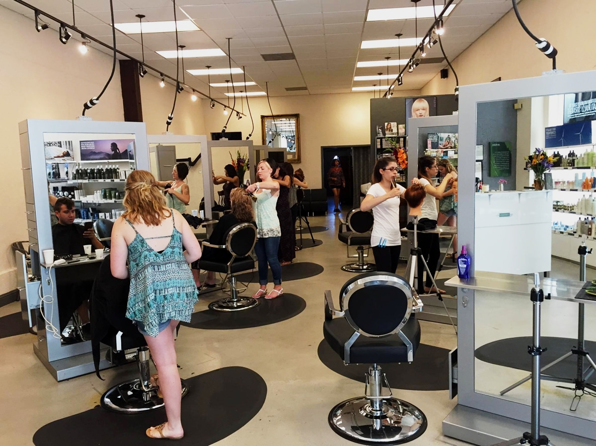 Salon Stations, salon styling stations, hair salon stations, double sided salon station, hair styling station